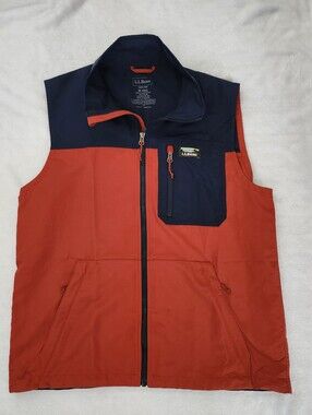 L.L. BEAN Mens Size Medium Colorblock Slightly Fitted Nylon Outdoor Hiking Vest